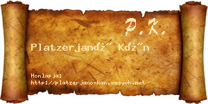 Platzerjanó Kán névjegykártya